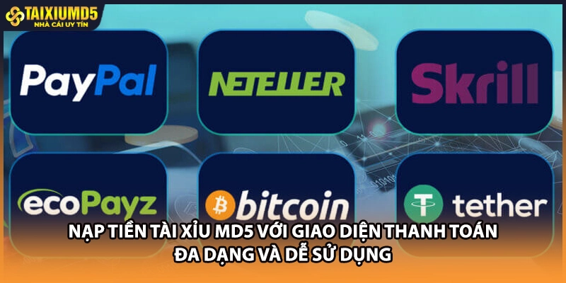 Nạp tiền Tài xỉu MD5 với giao diện thanh toán đa dạng và dễ sử dụng